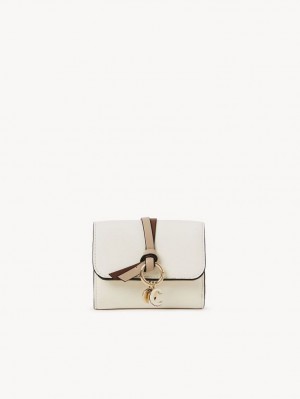 Chloe Alphabet Small Tri-fold Compact Wallets MISTY IVORY | CHE-SR14288