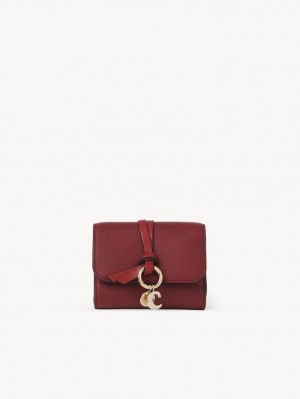 Chloe Alphabet Small Tri-fold Compact Wallets Deep Claret | CHE-SR14289