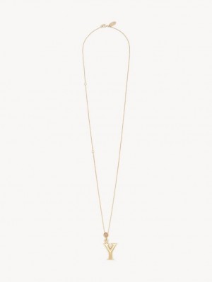 Chloe Alphabet With Pendant Necklaces GOLD COLOR | CHE-SR14331