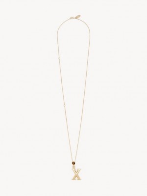 Chloe Alphabet With Pendant Necklaces GOLD COLOR | CHE-SR14332