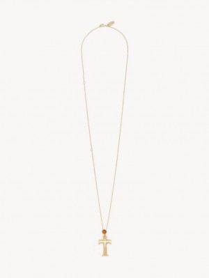 Chloe Alphabet With Pendant Necklaces GOLD COLOR | CHE-SR14336