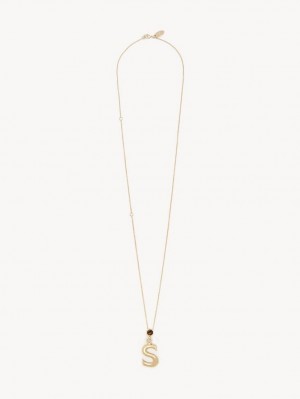 Chloe Alphabet With Pendant Necklaces GOLD COLOR | CHE-SR14337