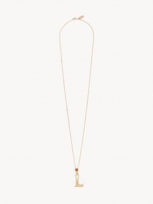 Chloe Alphabet With Pendant Necklaces GOLD COLOR | CHE-SR14344