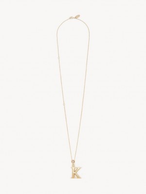 Chloe Alphabet With Pendant Necklaces GOLD COLOR | CHE-SR14345