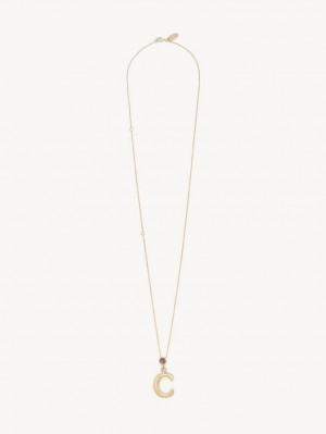 Chloe Alphabet With Pendant Necklaces GOLD COLOR | CHE-SR14353