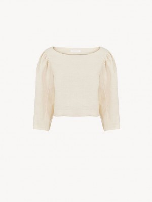 Chloe Balloon-sleeve Tops COCONUT MILK | CHE-SR13883