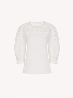 Chloe Balloon-sleeve Tops Iconic Milk | CHE-SR13906