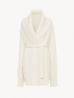 Chloe Belted Wrap Cardigan Knitwear Iconic Milk | CHE-SR13957