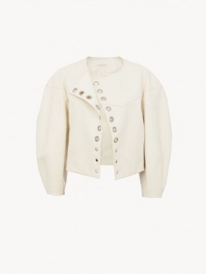 Chloe Boxy Jacket Leather Eden White | CHE-SR14104