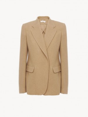 Chloe Buttonless Tailored Jackets Worn Brown | CHE-SR13770