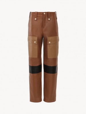 Chloe Cargo Pants Leather MULTICOLOR BROWN 1 | CHE-SR14110