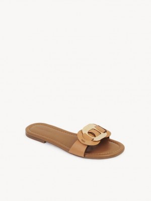 Chloe Chany Mule Flats Cuoio | CHE-SR14837