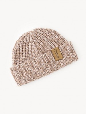 Chloe Chunky Knitted Beanie Hats BEIGE - PINK 1 | CHE-SR14474