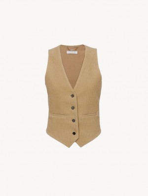 Chloe Classic Vest Jackets Pearl Beige | CHE-SR13806