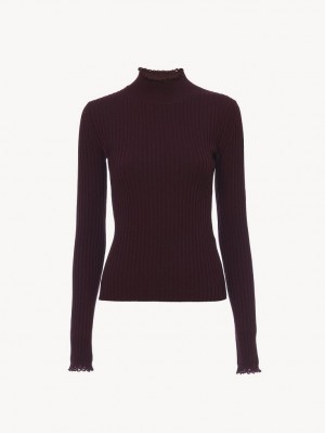 Chloe Fitted High-neck Knitwear Obscure Purple | CHE-SR13961