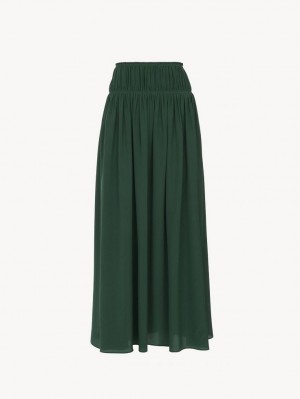 Chloe Flared Long Skirts DARK PINE | CHE-SR14094