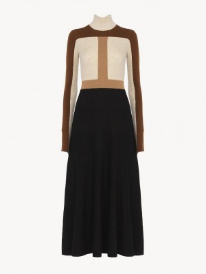 Chloe Flared Maxi Knitwear MULTICOLOR BROWN 1 | CHE-SR13946