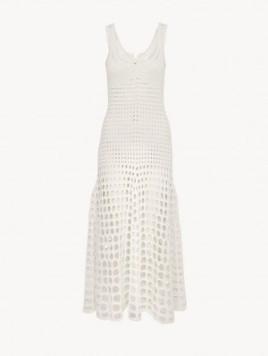 Chloe Flared Tank Knitwear White | CHE-SR13929