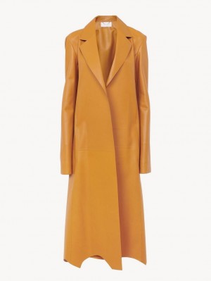 Chloe Generous Wrap Coat Leather SUNSET ORANGE | CHE-SR14100