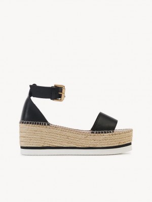 Chloe Glyn Espadrille Sandals Black | CHE-SR14836