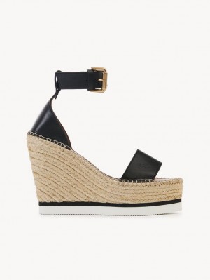 Chloe Glyn Espadrille Wedge Black | CHE-SR14839