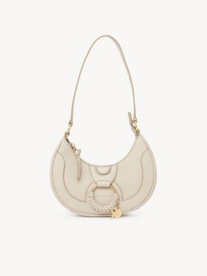 Chloe Hana Half Moon Shoulder Bags Cement Beige | CHE-SR14662