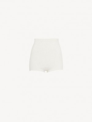 Chloe High-waisted Mini Shorts Knitwear Iconic Milk | CHE-SR13923