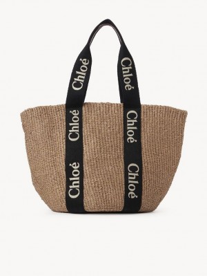 Chloe Large Woody Basket Tote Bags BLACK - BEIGE 1 | CHE-SR13333