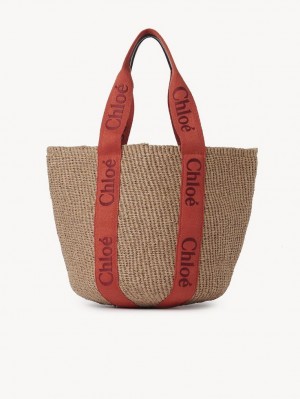 Chloe Large Woody Basket Tote Bags ORANGE - ORANGE 1 | CHE-SR13298