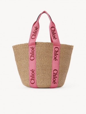 Chloe Large Woody Basket Tote Bags PINK - RED 1 | CHE-SR13299