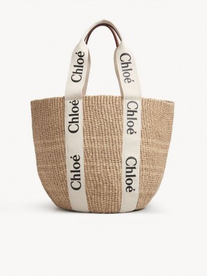 Chloe Large Woody Basket Tote Bags White | CHE-SR13332