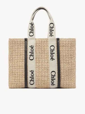 Chloe Large Woody Tote Bags Sand | CHE-SR13367