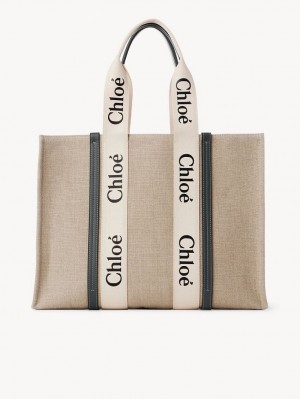 Chloe Large Woody Tote Bags White - Blue 1 | CHE-SR13296