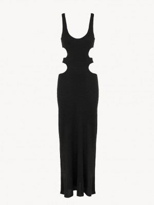 Chloe Long Tank Dresses Black | CHE-SR13841