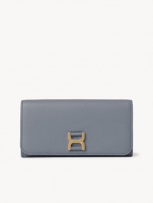 Chloe Marcie With Flap Long Wallets STORM BLUE | CHE-SR14302