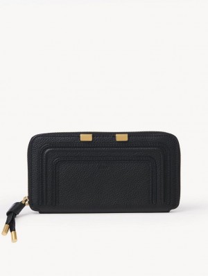 Chloe Marcie Zippered Long Wallets Black | CHE-SR14303