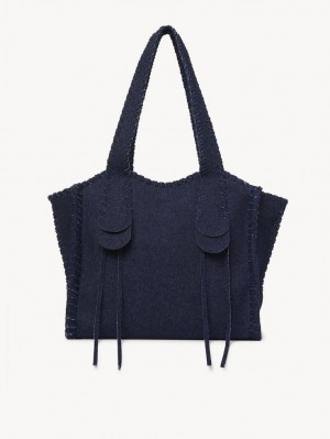 Chloe Medium Mony Tote Bags Denim | CHE-SR13309