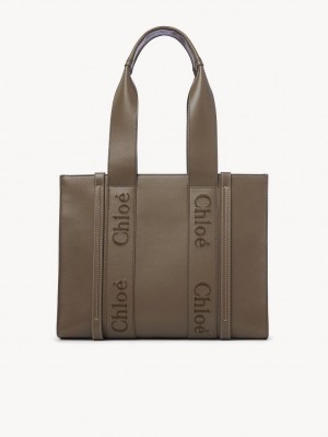 Chloe Medium Woody Tote Bags ARMY GREEN | CHE-SR13340