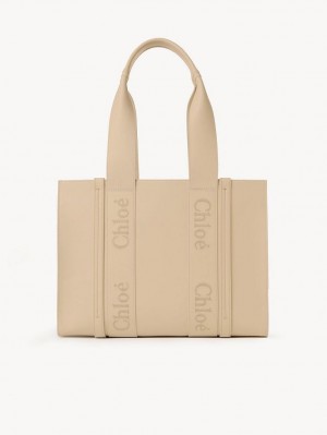 Chloe Medium Woody Tote Bags Cement Pink | CHE-SR13355