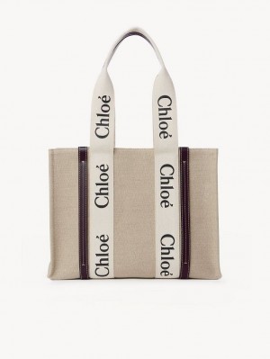 Chloe Medium Woody Tote Bags DEEP VIOLINE | CHE-SR13362