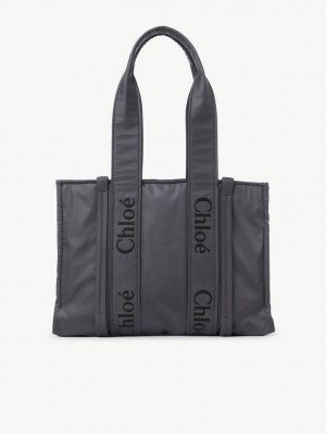 Chloe Medium Woody Tote Bags Elephant Grey | CHE-SR13350