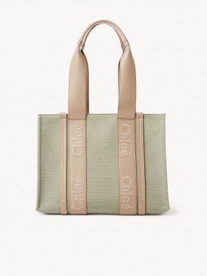 Chloe Medium Woody Tote Bags FADED GREEN | CHE-SR13314