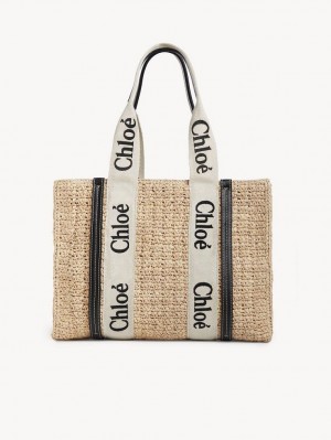 Chloe Medium Woody Tote Bags Sand | CHE-SR13368