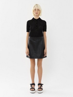 Chloe Mini Skirt Leather Black | CHE-SR14112