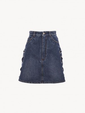 Chloe Mini Skirts Faded Denim | CHE-SR14084