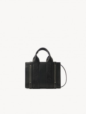 Chloe Mini Woody Crossbody Bags Black | CHE-SR13560