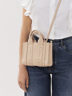 Chloe Mini Woody Crossbody Bags Cement Pink | CHE-SR13562