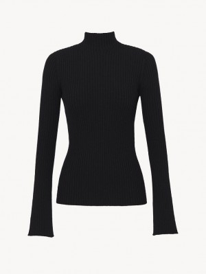 Chloe Mock-neck Knitwear Black | CHE-SR13919