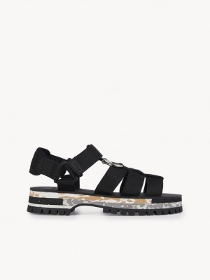 Chloe Nikie Active Flat Sandals Black | CHE-SR14169