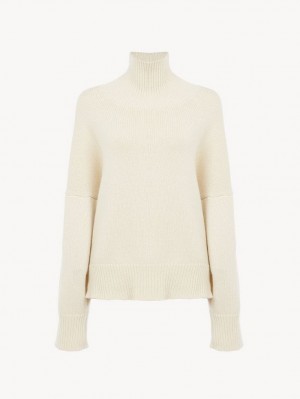 Chloe Oversized High-neck Knitwear White Powder | CHE-SR13927